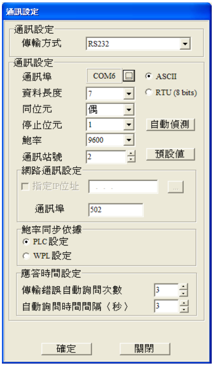 通信設(shè)置：依所需的通訊方式進(jìn)行設(shè)定。